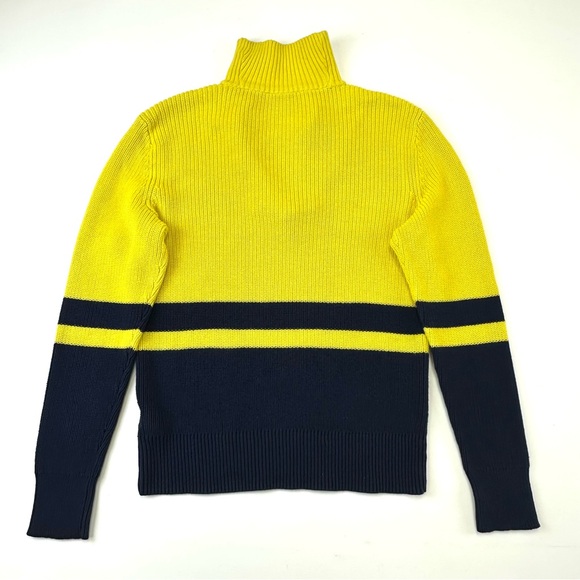 Ralph Lauren half zip rib knit sweater Medium womens yellow navy pullover Preppy - Picture 8 of 9